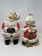 Winking Santa & Mrs. Claus Atlantic Mold Painted Ceramic Figures 70's Vtg