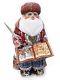 Wood Hand Carved Painted Russian Santa Claus Sitting On A Wooden Chair Figurine