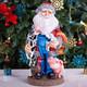 Wooden Carved Rancher Santa Claus Figurine 14, Handmade Christmas Decoration