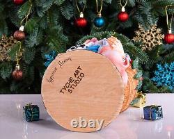 Wooden Carved Rancher Santa Claus Figurine 14, Handmade Christmas Decoration