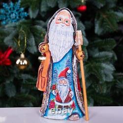 Wooden Carved Santa Claus Figurine 9, Hand Painted Christmas Home Decor indoor