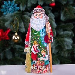 Wooden Carved Santa Claus Figurine 9, Hand Painted Christmas Home Decor indoor