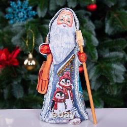 Wooden Carved Santa Claus Figurine 9, Hand Painted Christmas Home Decor indoor