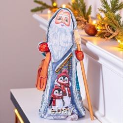 Wooden Carved Santa Claus Figurine 9, Hand Painted Christmas Home Decor indoor