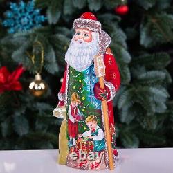 Wooden Carved Santa Claus Figurine 9, Hand Painted Christmas Home Decor indoor