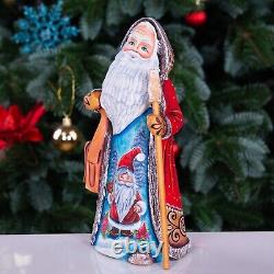 Wooden Carved Santa Claus Figurine 9, Hand Painted Christmas Home Decor indoor