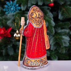 Wooden Carved Santa Claus Figurine 9, Hand Painted Christmas Home Decor indoor