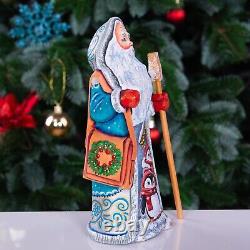 Wooden Carved Santa Claus Figurine 9, Hand Painted Christmas Home Decor indoor