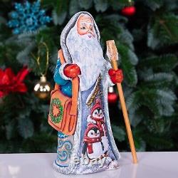 Wooden Carved Santa Claus Figurine 9, Hand Painted Christmas Home Decor indoor