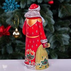 Wooden Carved Santa Claus Figurine 9, Hand Painted Christmas Home Decor indoor