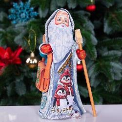 Wooden Carved Santa Claus Figurine 9, Hand Painted Christmas Home Decor indoor