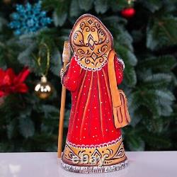 Wooden Carved Santa Claus Figurine 9, Hand Painted Christmas Home Decor indoor