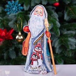 Wooden Carved Santa Claus Figurine 9, Hand Painted Christmas Home Decor indoor