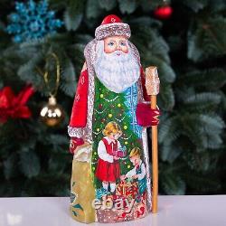 Wooden Carved Santa Claus Figurine 9, Hand Painted Christmas Home Decor indoor