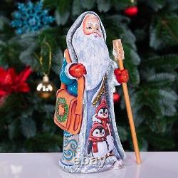 Wooden Carved Santa Claus Figurine 9, Hand Painted Christmas Home Decor indoor