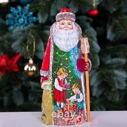 Wooden Carved Santa Claus Figurine 9, Hand Painted Christmas Home Decor indoor