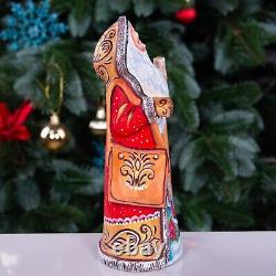 Wooden Carved Santa Claus Figurine 9, Hand Painted Christmas Home Decor indoor