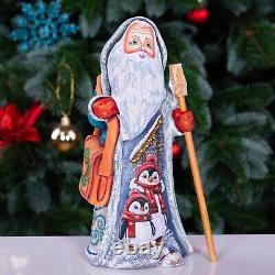 Wooden Carved Santa Claus Figurine 9, Hand Painted Christmas Home Decor indoor