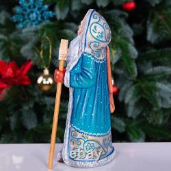 Wooden Carved Santa Claus Figurine 9, Hand Painted Christmas Home Decor indoor