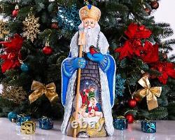 Wooden Carved Santa Claus Figurine, Nativity Scene Christmas Holiday Home Decor