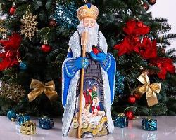 Wooden Carved Santa Claus Figurine, Nativity Scene Christmas Holiday Home Decor