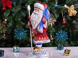 Wooden Carved Santa Claus figurine 11, Christmas Gift for Holiday Home Decor