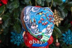 Wooden Carved Santa Claus figurine 11, Handmade Christmas Home Decor indoor