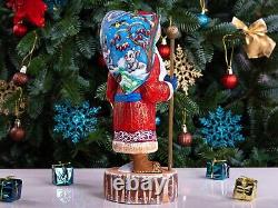 Wooden Carved Santa Claus figurine 11, Handmade Christmas Home Decor indoor