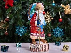 Wooden Carved Santa Claus figurine 11, Handmade Christmas Home Decor indoor