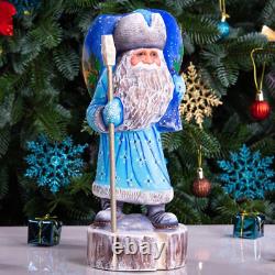 Wooden Carved Santa Claus figurine 11, Handmade Home Christmas Holiday Decor