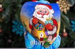 Wooden Carved Santa Claus figurine 11, Handmade Home Christmas Holiday Decor