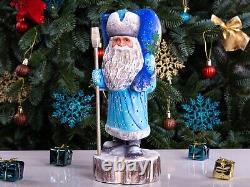 Wooden Carved Santa Claus figurine 11, Handmade Home Christmas Holiday Decor