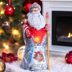 Wooden Carved Santa Claus figurine 12.9, Christmas Holiday Home decor indoor