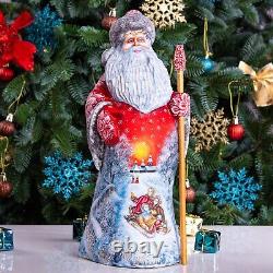 Wooden Carved Santa Claus figurine 12.9, Christmas Holiday Home decor indoor