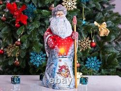 Wooden Carved Santa Claus figurine 12.9, Christmas Holiday Home decor indoor