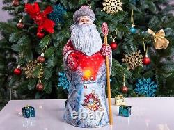 Wooden Carved Santa Claus figurine 12.9, Christmas Holiday Home decor indoor