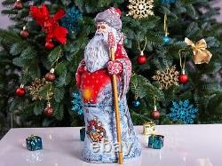 Wooden Carved Santa Claus figurine 12.9, Christmas Holiday Home decor indoor