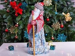 Wooden Carved Santa Claus figurine 12.9, Christmas Holiday Home decor indoor