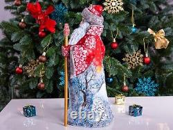 Wooden Carved Santa Claus figurine 12.9, Christmas Holiday Home decor indoor