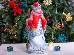 Wooden Carved Santa Claus figurine 12.9, Christmas Holiday Home decor indoor