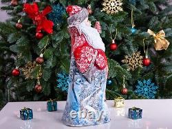 Wooden Carved Santa Claus figurine 12.9, Christmas Holiday Home decor indoor