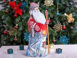 Wooden Carved Santa Claus figurine 12.9, Christmas Holiday Home decor indoor