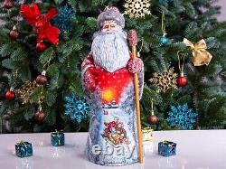 Wooden Carved Santa Claus figurine 12.9, Christmas Holiday Home decor indoor