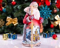 Wooden Carved Santa Claus figurine 9, Christmas Gift idea for Home Decor indoor