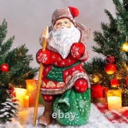 Wooden Carved Santa Claus figurine 9, Christmas Gift ideas for Home Decor