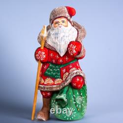 Wooden Carved Santa Claus figurine 9, Christmas Gift ideas for Home Decor