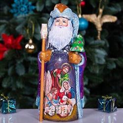 Wooden Carved Santa Claus figurine 9, Nativity Christmas Gift idea