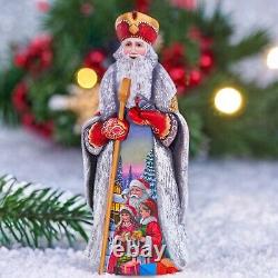 Wooden Carved vintage Santa Claus Figurine 12.9, Christmas holiday Home Decor