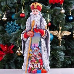 Wooden Carved vintage Santa Claus Figurine 12.9, Christmas holiday Home Decor