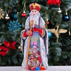 Wooden Carved vintage Santa Claus Figurine 12.9, Christmas holiday Home Decor